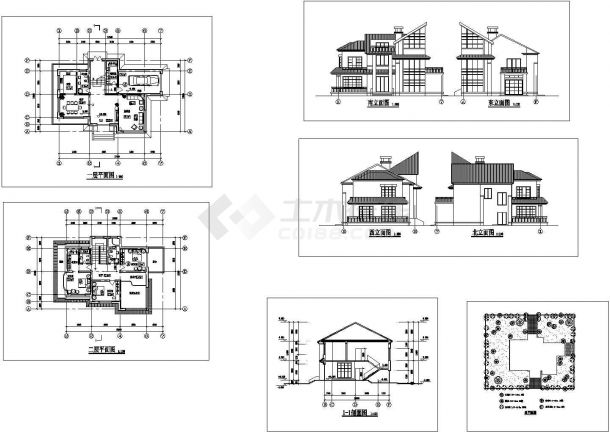 某二层框架结构现代风格新农村住宅设计cad全套建施图（甲级院设计）-图一