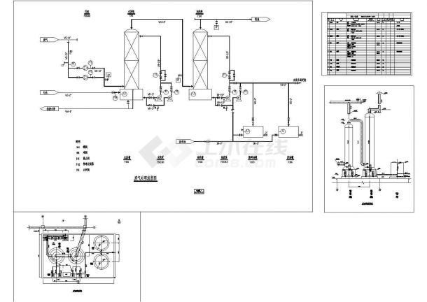 废气洗涤系统流程及配管整套设计CAD施工图-图一