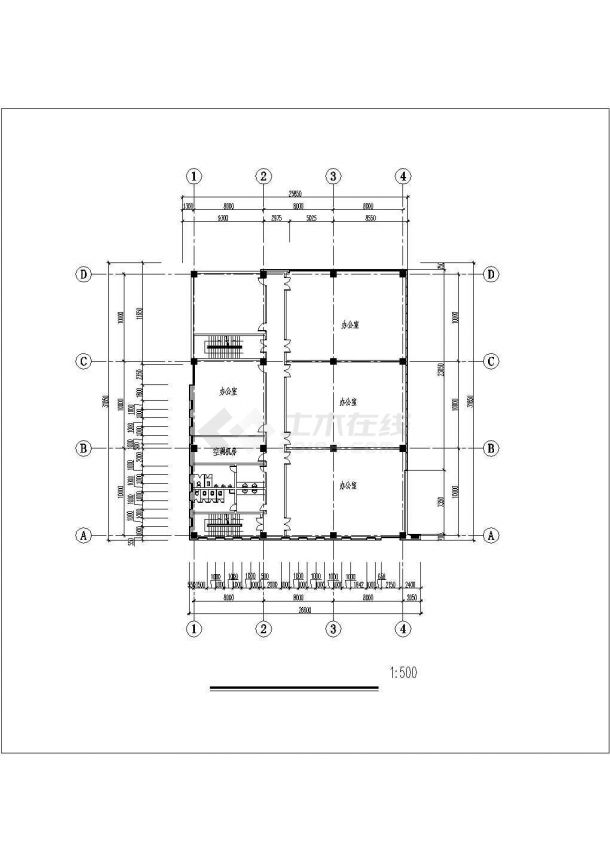 某能源中心办公楼设计方案CAD图纸-图二