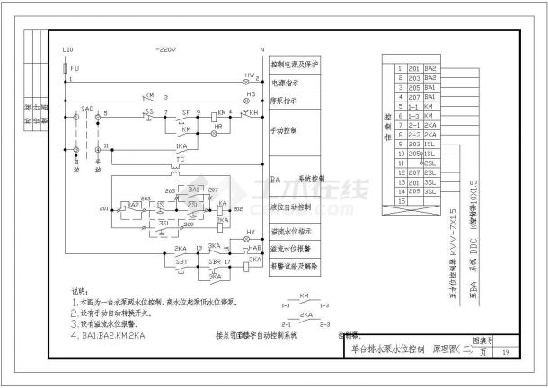 两台排水泵水位控制原理cad图-图一