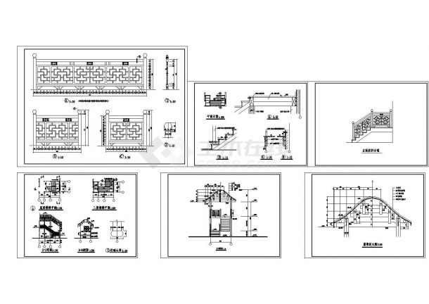 【杭州】某地景区多层古建楼梯全套建筑施工设计cad图-图一