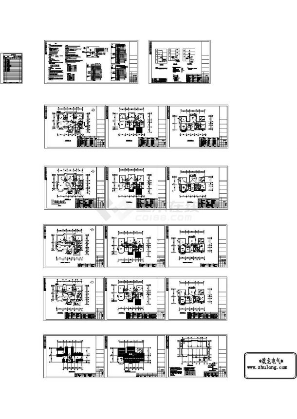 877.43㎡三层独栋别墅电气施工图纸-图二