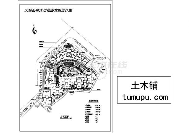 2万平米大杨公桥大川花园用地规划设计cad总图-图一