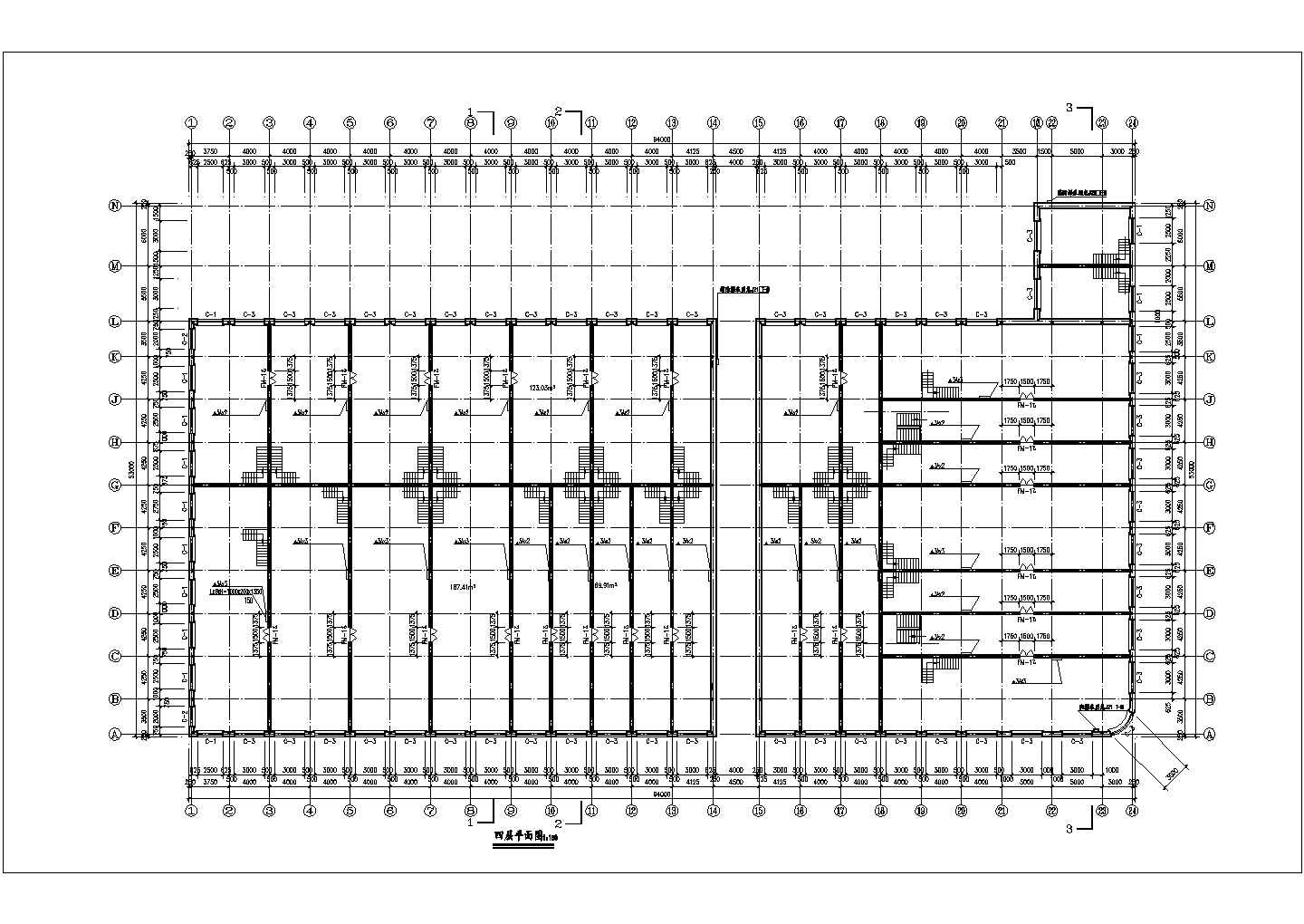 广州某商业街1.5万平米四层框架结构百货商场建筑设计CAD图纸