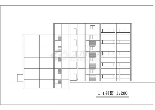昆山市某商业街1.4万平米五层框架结构百货商场建筑设计CAD图纸-图二