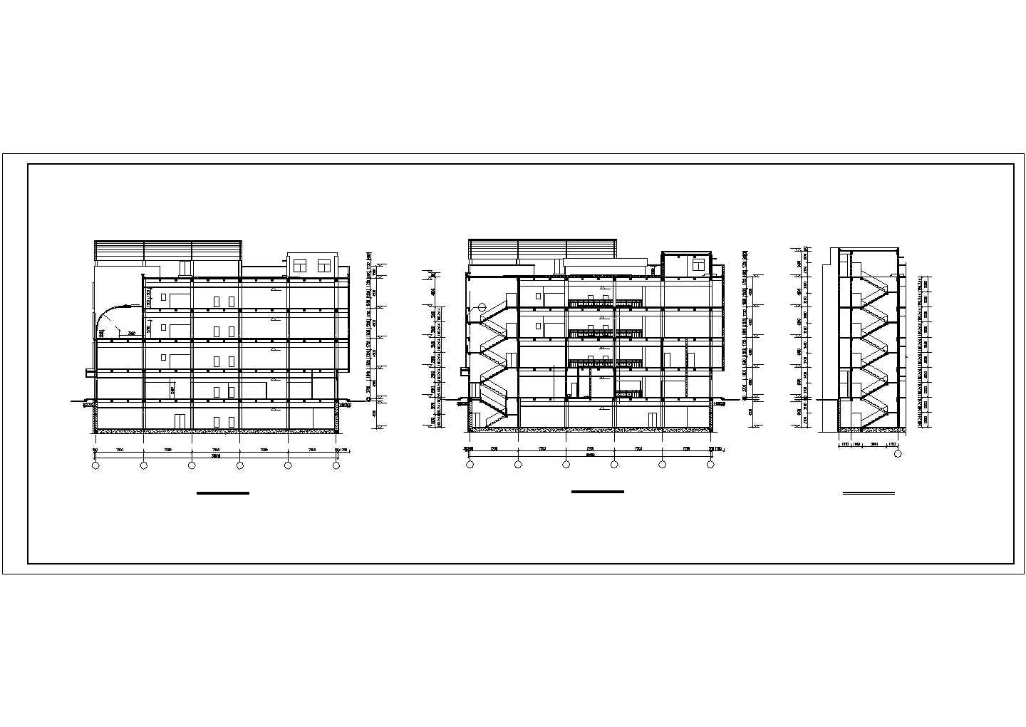 某商业街3.7万平米五层框架结构百货商场建筑设计CAD图纸
