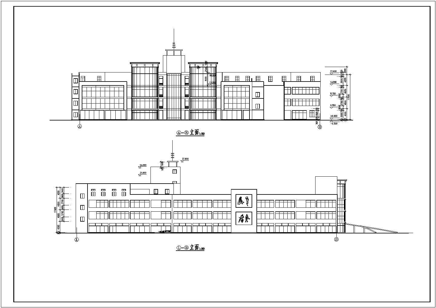 1.4万平米4层框架结构现代化商场建筑设计CAD图纸