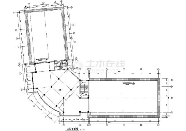 常州某社区占地1100平米3层框架结构休闲综合楼建筑设计CAD图纸-图二