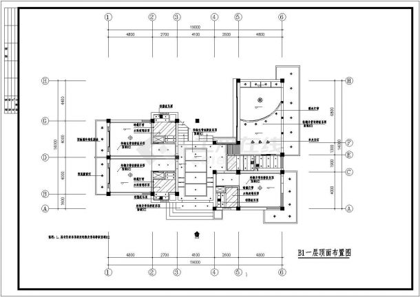 某双层框架结构别墅现代风格室内装修设计cad全套施工图（标注详细）-图二