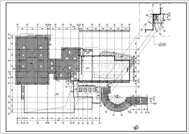 1800平米2+1层框架结构休闲会所建筑设计CAD图纸（含地下室和夹层）-图一