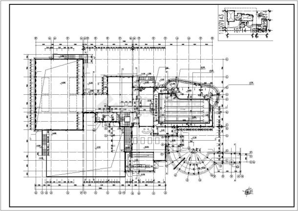 1800平米2+1层框架结构休闲会所建筑设计CAD图纸（含地下室和夹层）-图二