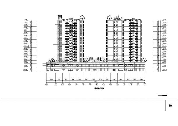 2万平米左右18层框剪结构商住楼建筑设计CAD图纸（1-2层商用）-图二