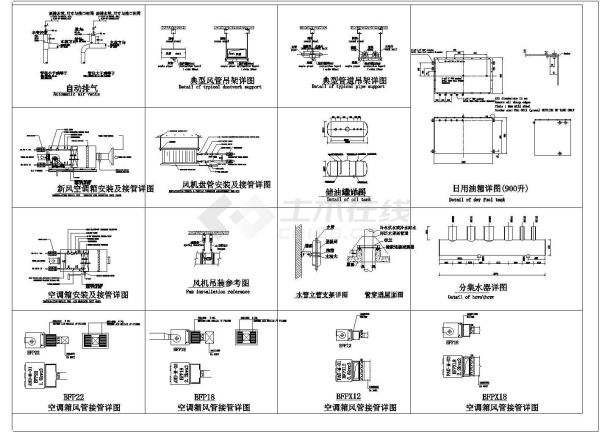 暖通各设备安装详图cad施工图设计-图一