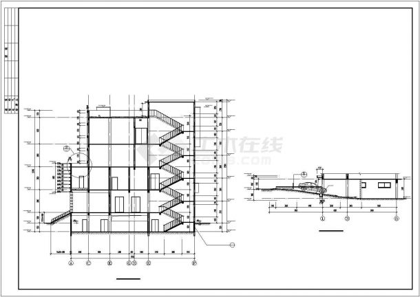 北京某大学占地1000平米五层框架结构学生餐厅建筑设计CAD图纸-图二