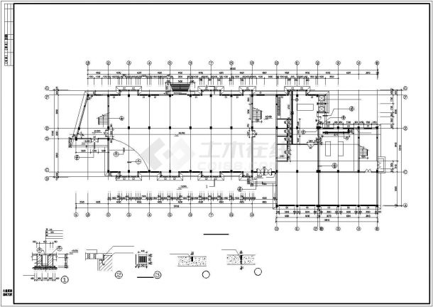 4000平米五层钢混框架结构食堂车间综合楼建筑设计CAD图纸-图二