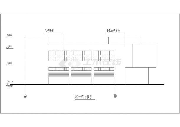 武汉市某商业街1.4万平米2层框架结构小吃城建筑设计CAD图纸-图二