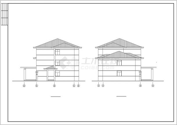 郑州某大学5900平米3层框架结构行政办公楼建筑设计CAD图纸-图二