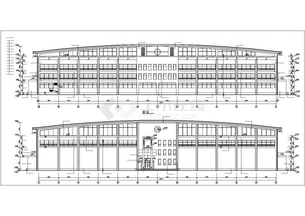 4200平米局部3层框架结构体育会所全套建筑设计CAD图纸-图一