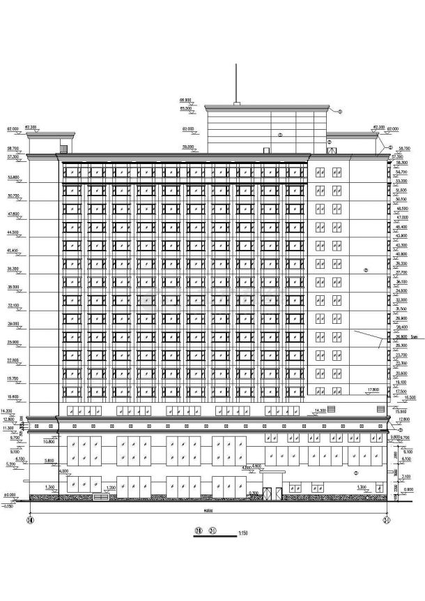 2.7万平米18层框架结构四星级大酒店全套建筑设计CAD图纸（含天面层）-图一