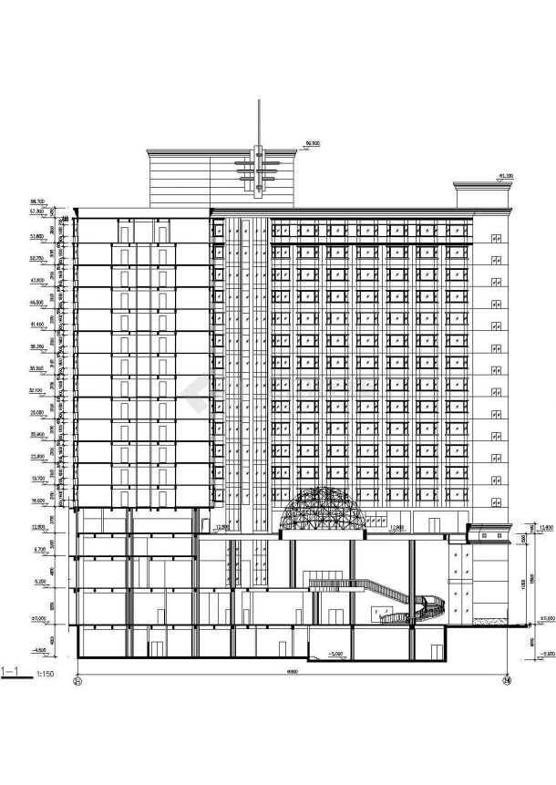 2.7万平米18层框架结构四星级大酒店全套建筑设计CAD图纸（含天面层）-图二