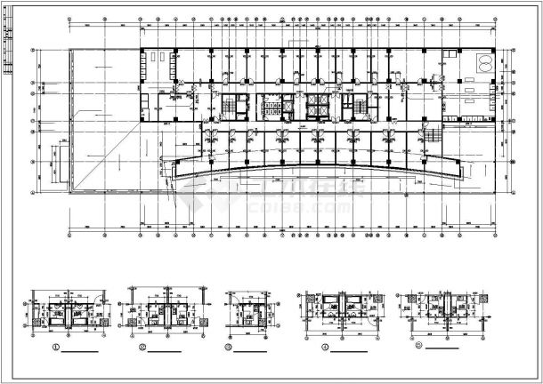 2万平米个16层框架结构商务大酒店建筑设计CAD图纸-图二