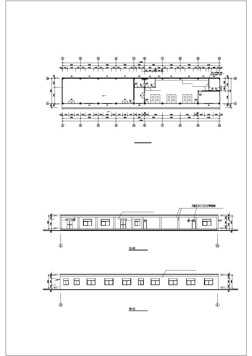 某地区单层钢筋砼框架结构食堂施工图