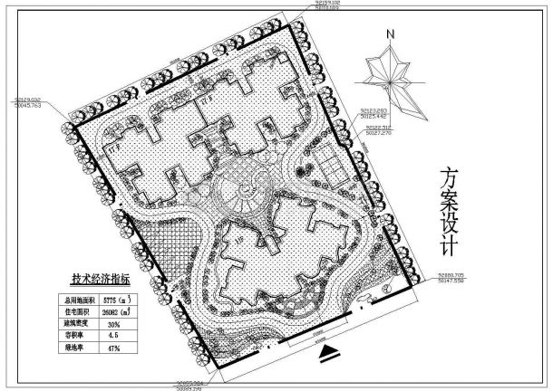 总用地5775平米住宅小区规划总平面设计方案CAD图-图一