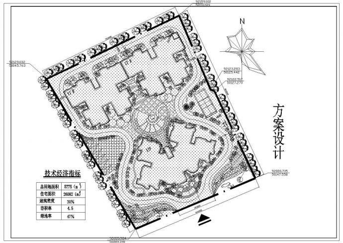 总用地5775平米住宅小区规划总平面设计方案CAD图_图1