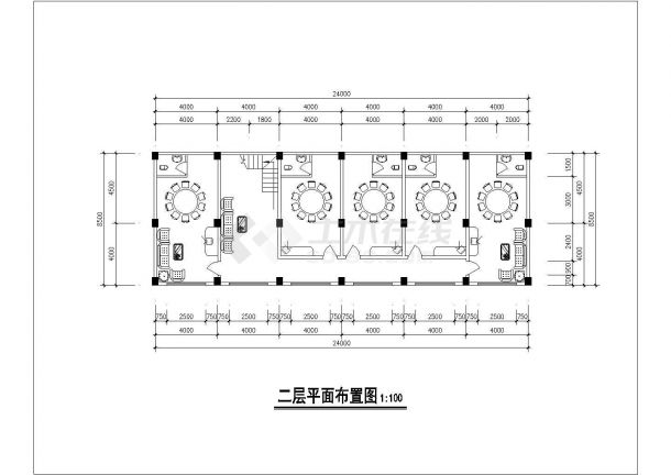 哈尔滨市某商业街1800平米2层高档中餐厅装修施工设计CAD图纸-图二