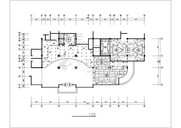 长春市某三星级酒店2层大堂装修施工设计CAD图纸-图一