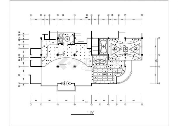 长春市某三星级酒店2层大堂装修施工设计cad图纸,其中包含:各层平面图