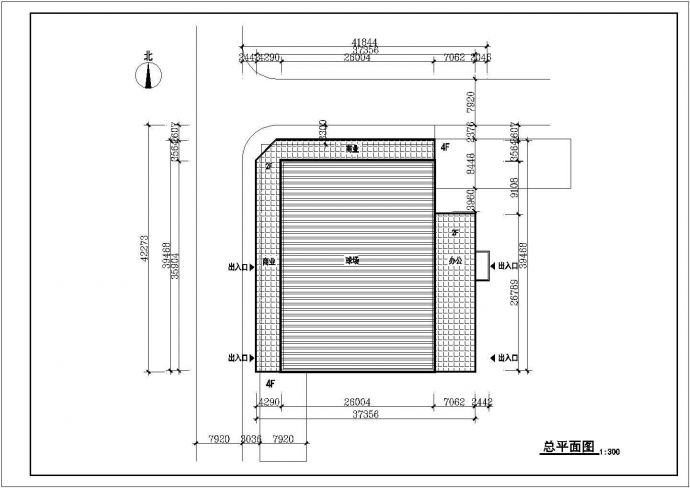 2层5800平米体育馆建筑方案设计图【1-2层平面 总平 1剖面】_图1