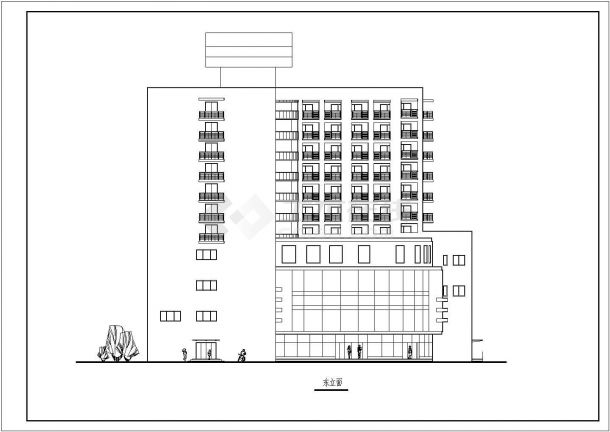 办公楼设计_某高层综合办公楼cad施工方案设计图纸(含技术指标和总平面图)-图二