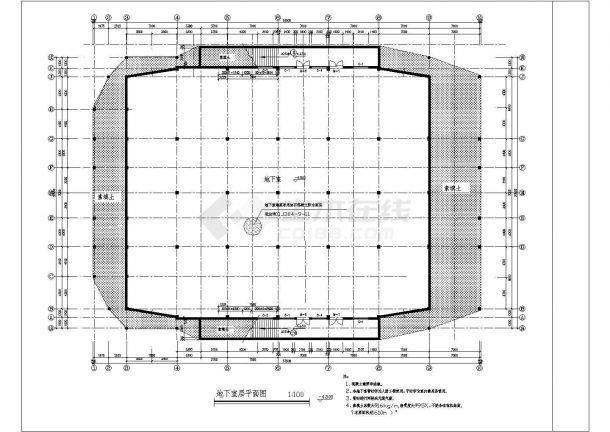 3856平米二层篮球体育馆建筑施工cad图，共八张-图二