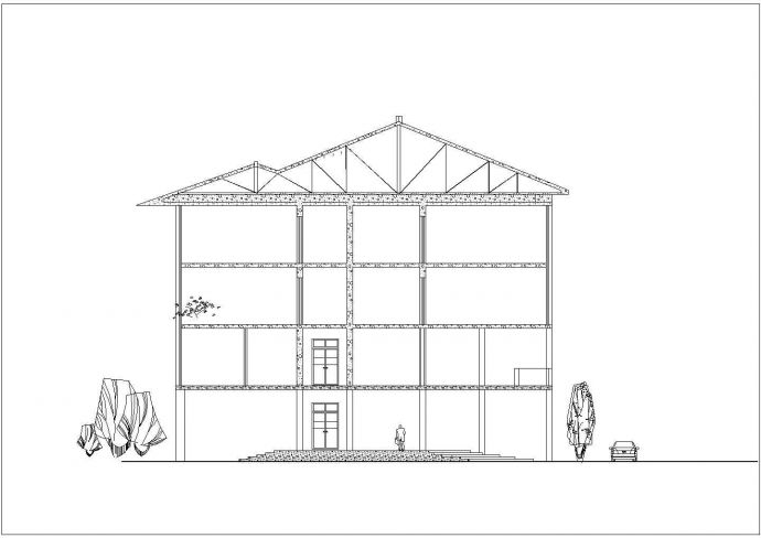 某现代化社区2700平米4层框架结构商务综合楼建筑设计CAD图纸_图1