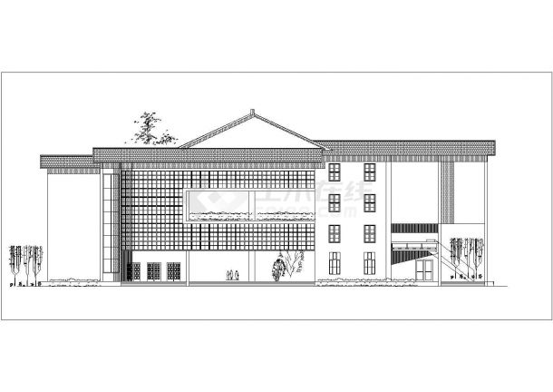 某现代化社区2700平米4层框架结构商务综合楼建筑设计CAD图纸-图二
