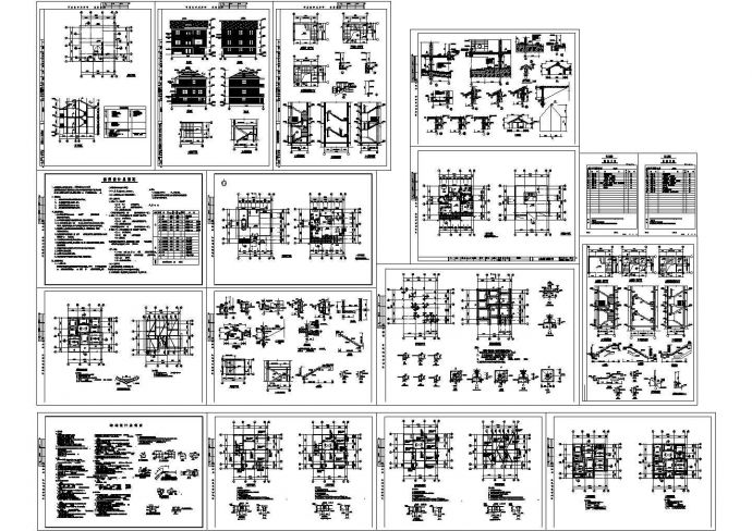 三层私人小别墅建筑结构图，16张图纸。_图1