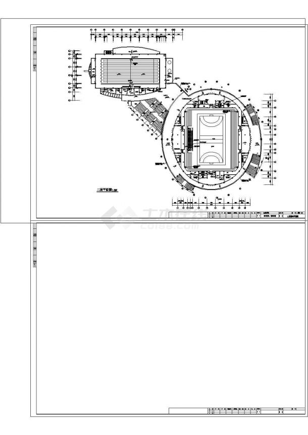 二层体育馆游泳馆电气设计cad图纸（一二层弱电平面图）-图二