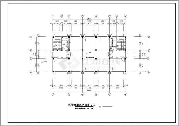 [重庆]水厂给水管网泵站施工图cad 图纸-图一