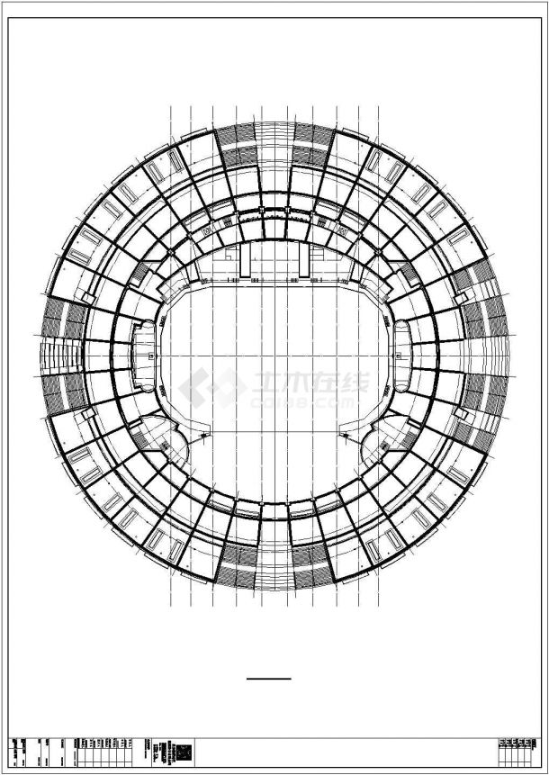 [河北]三层框架结构拱形体育馆建筑施工CAD图-图一