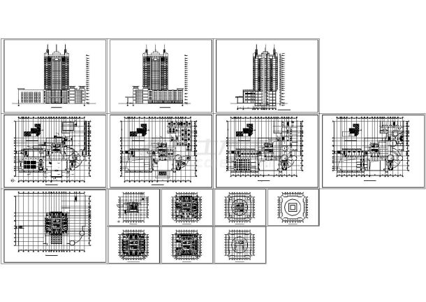 某小高层框架结构五星级酒店建筑设计cad全套方案图（标注详细）-图二