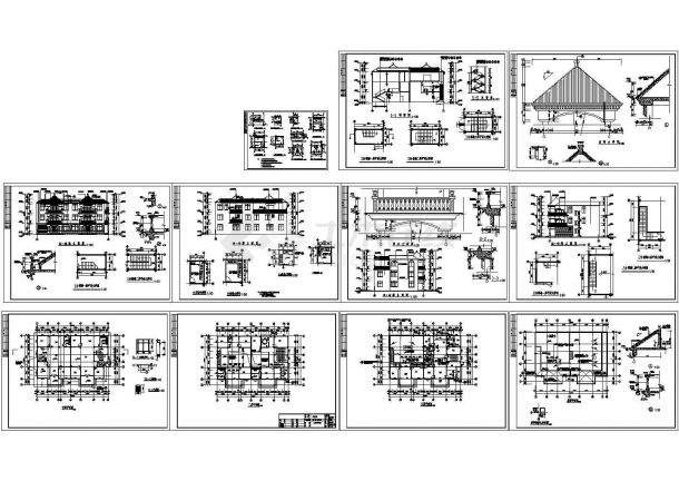 某三层砖混结构双拼别墅建筑设计cad全套施工图（标注详细）-图二