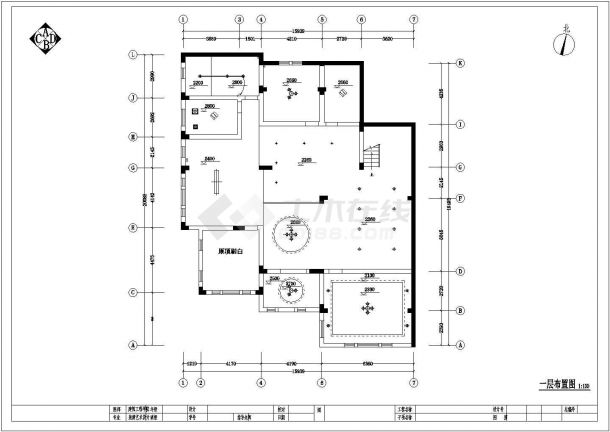 某简洁风格三层框架结构别墅室内装修设计cad全套施工图（甲级院设计）-图二