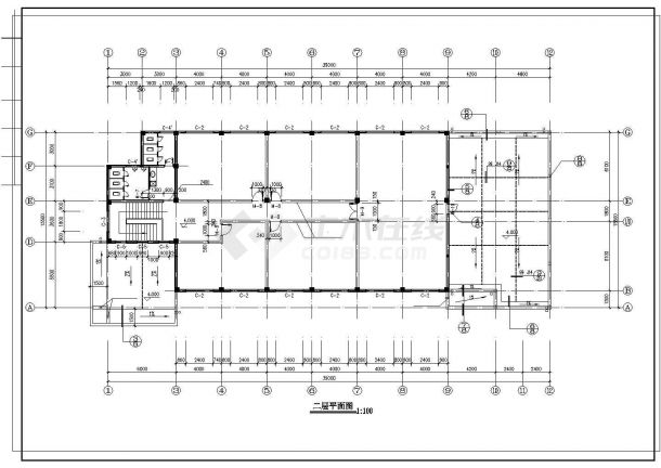 某两层公司食堂建筑CAD布置图-图二