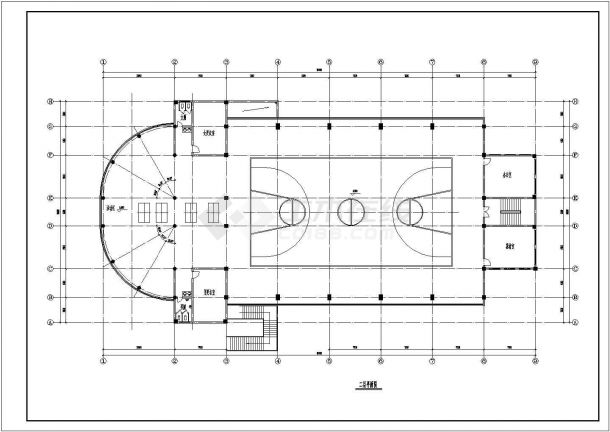双层大型室内体育馆建筑规划CAD平面图-图一