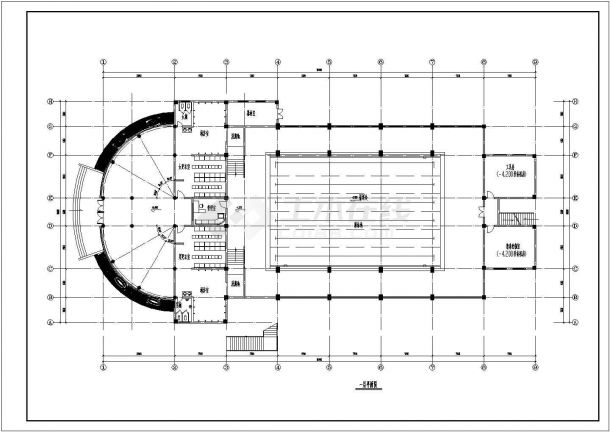 双层大型室内体育馆建筑规划CAD平面图-图二