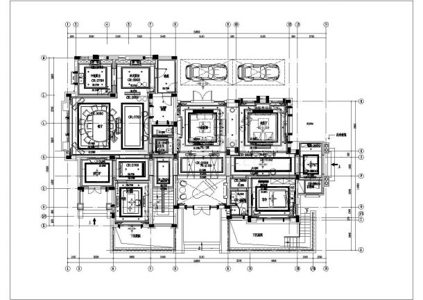 某二层带地下层框架结构别墅现代流行风格室内装修设计cad全套施工图（标注详细）-图二
