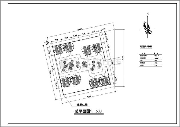 规划用地28797平米户数666户小区规划总平面CAD图-图一