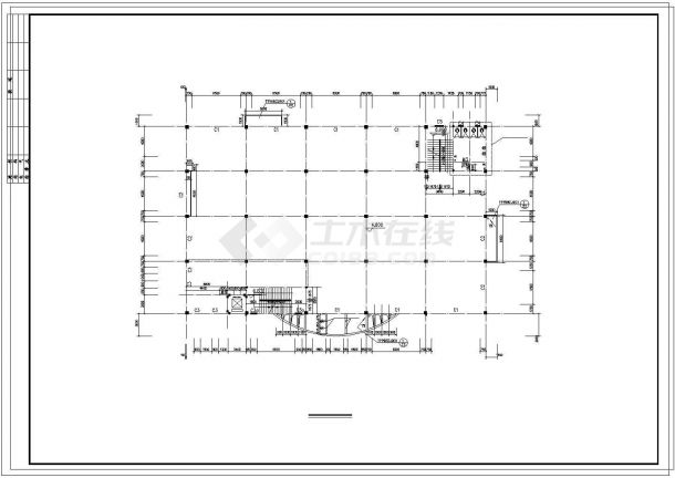 某校食堂三层建筑设计CAD平面布置图-图一