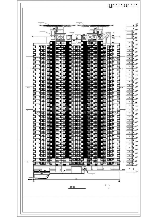 锦州市青年家园小区33层剪力墙结构公寓住宅楼立剖面设计CAD图纸-图二